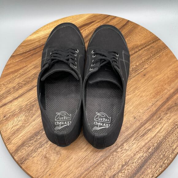 Dansko Veda Vegan Shoes Womens Size 11.5 / 42 Black Canvas Comfort Lace Up Clogs - Picture 5 of 9
